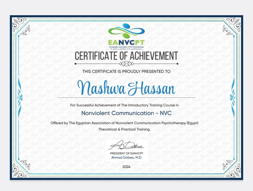 Certificat Nashwa Hassan